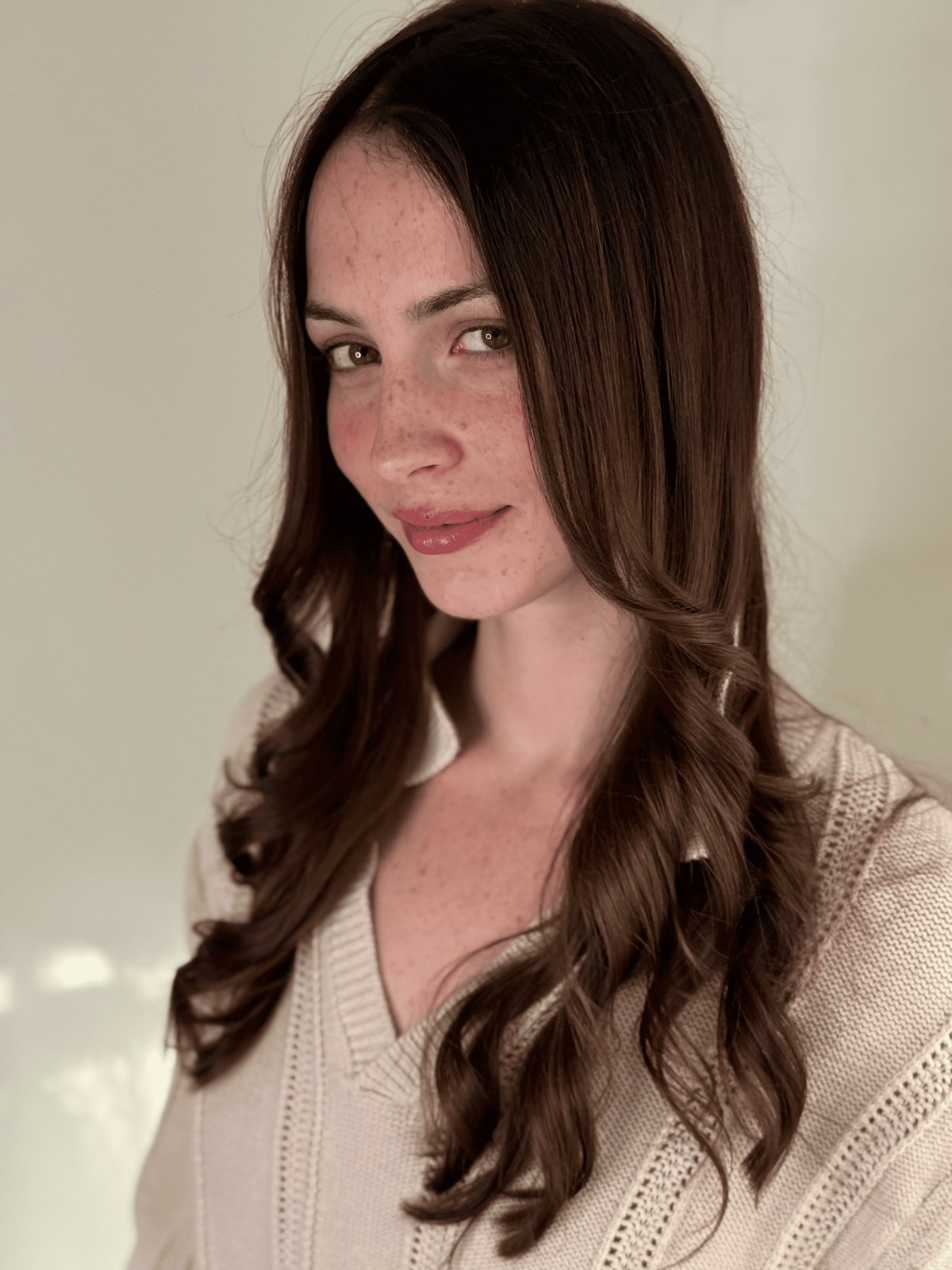 Glossy chocolate brunette with loose waves, Williamsburg Salon