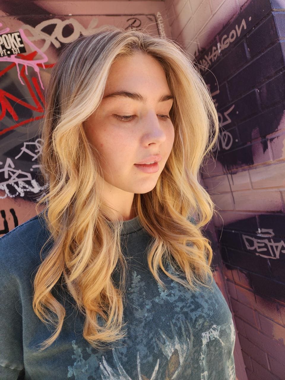 Soft blonde waves with dimensional color, Williamsburg Salon