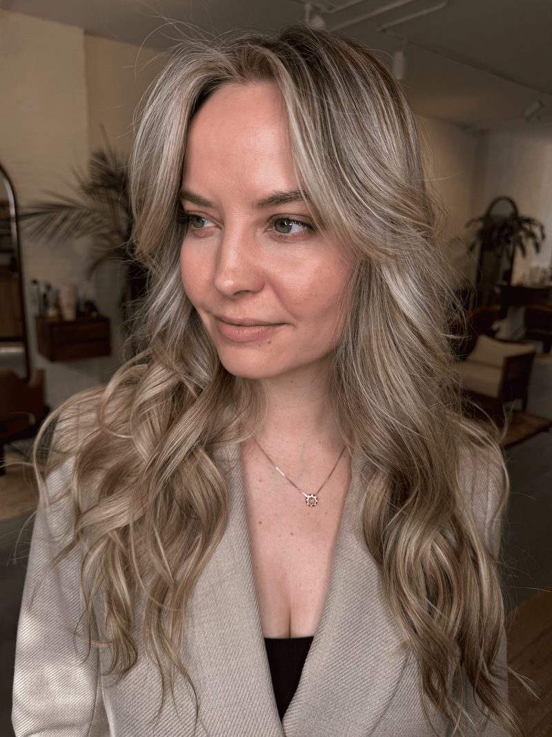 Hand-painted balayage in progress at Williamsburg Salon